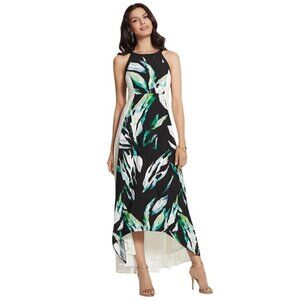 Chico's Palm Passion Halter Maxi Dress High Low Hem
